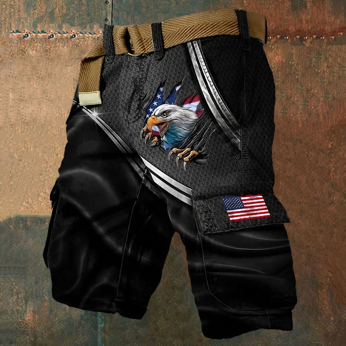 Comstylish Men's American Flag Eagle Shorts