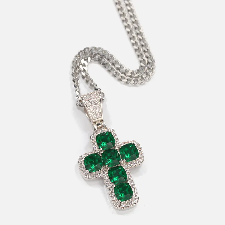 Iced Out Colorful Cross Pendants Hip Hop Bling Bling Necklaces For Women And Men