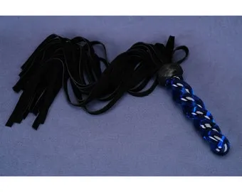 pornhint Pornhint Thuddy Cowhide Leather Flogger Suede With Glass Anal Plug Handle/BDSM Butt Plug Flogger And Leather Tails/Blue Crystal Braided Shaft Dildo