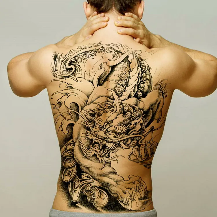 temporary men tattoos water transfer tattoo full back large tatoo fake dragon wings tattoo and body art sticker sexy decals big