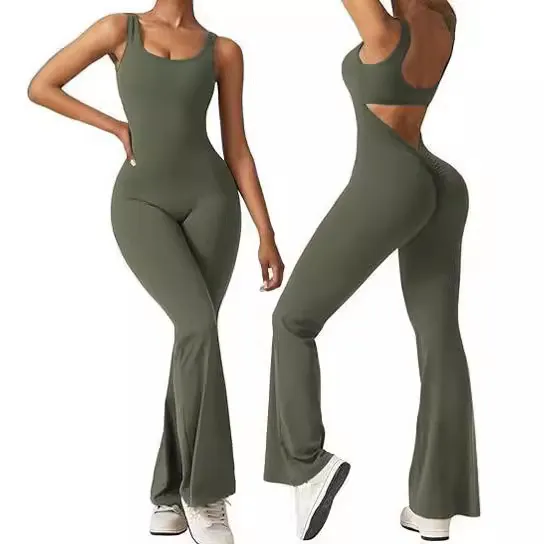 Nigikala Nigikala Women's Sleeveless Horn Jumpsuit Sexy Bare Back Vest Tightening Hip Yoga Jumpsuit