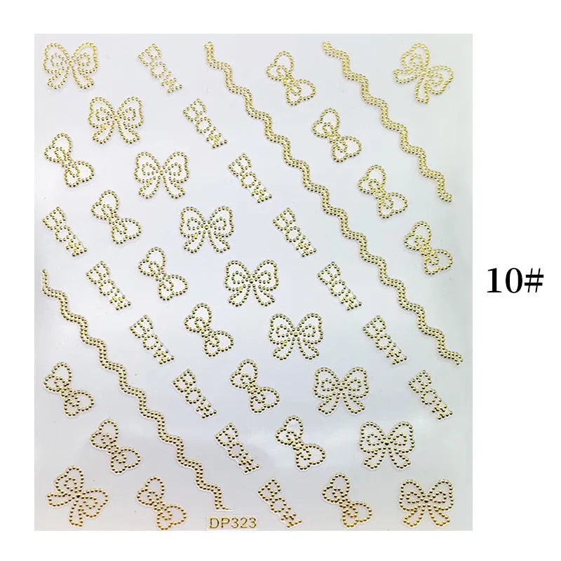 1 Sheet Christmas 5D Nail Stickers Gold And Sliver Snowflakes Transfer Nail Decals Slider Decoration For Manicuries