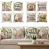 Easter Bunny Eggs Throw Pillow Covers 18x18 Inch He Is Risen Bunny Floral Eggs Farmhouse Easter Cushion Covers for Sofa Couch Bed Livingroom