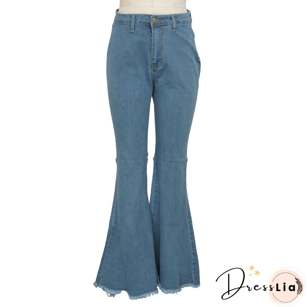 High Waist Stretch Plus Size Flare Jeans Pants