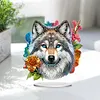 (US Local)DIY Double Sided Effect Special Shaped Flower Wolf DIY Double Sided Effect Diamond Painting Desktop Decorations Kit