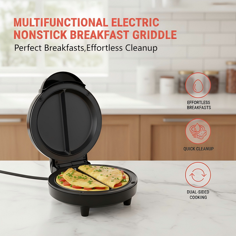 Piastra Elettrica Antiaderente Multifunzione per Colazione
