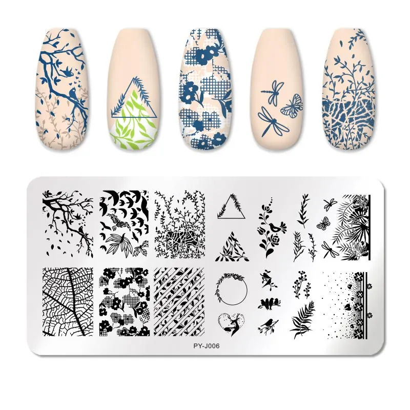 PICT YOU Nail Stamping Plates Flower Plant Pattern Nail Art Plate Stencil Stainless Steel Line Pictures Theme Image Plates Mold-Nail Inspo