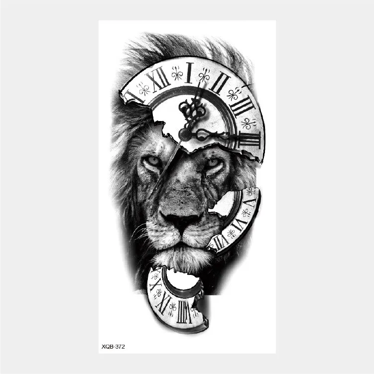 Sdrawing Temporary Tattoo Stickers Animal Tiger Lion Wolf Head Domineering Half Arm Big Picture Water Transfer Tatto Sticker