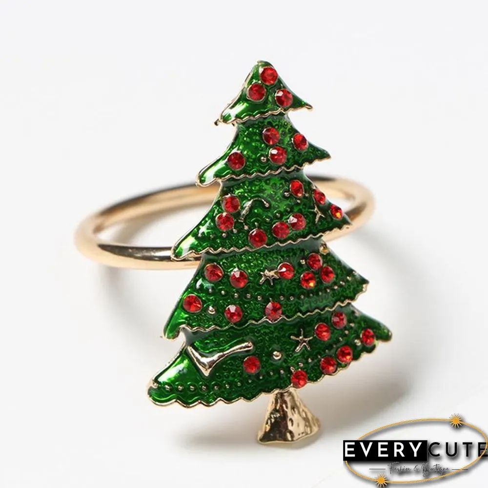 Metal Christmas Napkin Rings Holders Wreath Elk Christmas Tree Ring for Holiday Christmas Thanksgiving Home Table Decoration