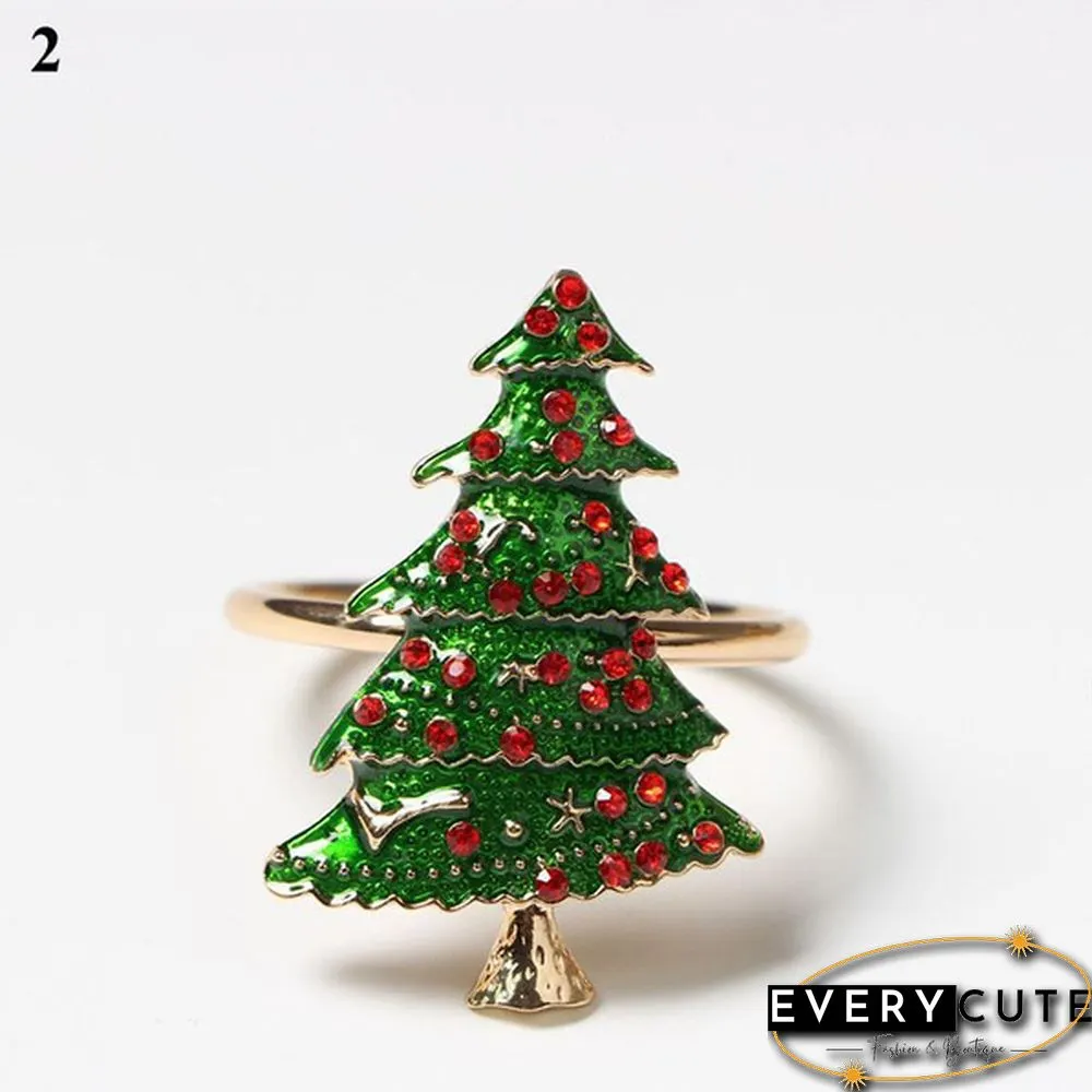 Metal Christmas Napkin Rings Holders Wreath Elk Christmas Tree Ring for Holiday Christmas Thanksgiving Home Table Decoration