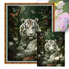 (Big Size)White Tiger - 11CT Stamped Cross Stitch - 50*60cm - Animal
