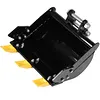 [US Local Warehouse] 400mm Bucket Metal Trenching Digger for Most 0.8-1.8 Ton Small Diggers Mini Excavator Digging Bucket Attachment 0.98in Hole 3.46in Center Wheelbase Mini Excavator Attachment w/ Metal Teeth