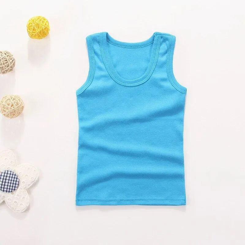 2-11Y Girls Casual Vest Children Summer Clothing Kids Baby Boy Sleeveless Tops Solid Color T-shirt Tees Outfit Toddler Girl Top