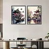 2Pcs Architecture Paysag&egrave;re &Agrave; L&rsquo;Encre Compl&egrave;te Rond Diamant Peinture 30X40CM