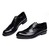 Mens Black Wingtip Leather Derby Dress Shoes