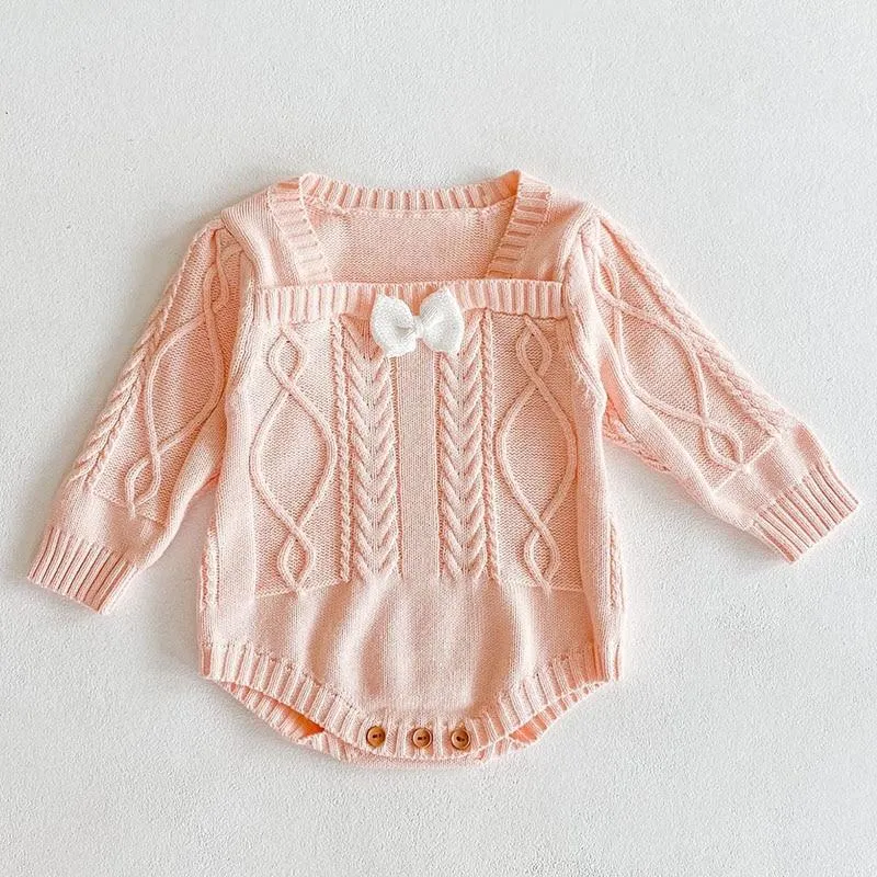 Spring Baby Girl Rompers Girl Long Sleeves Knit Sunflower Embroider Rompers Autumn Baby Girl Newborn Rompers Clothes