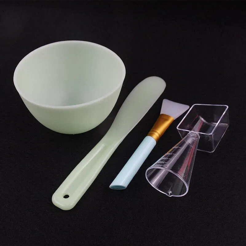 1set Portable DIY Mask Tools Non-toxic Silicone Bowl Brush Mud Stick Cup Spoon Kit Multi-functional Face Makeup Tools Durable