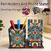 Multifunctional Handmade Wood Diamond Painting Phone/pen Holder& Storage Box Table Ornament Kits