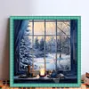 Window Snow Scene - 11CT Stamped Cross Stitch 50*50cm/19.69*19.69in