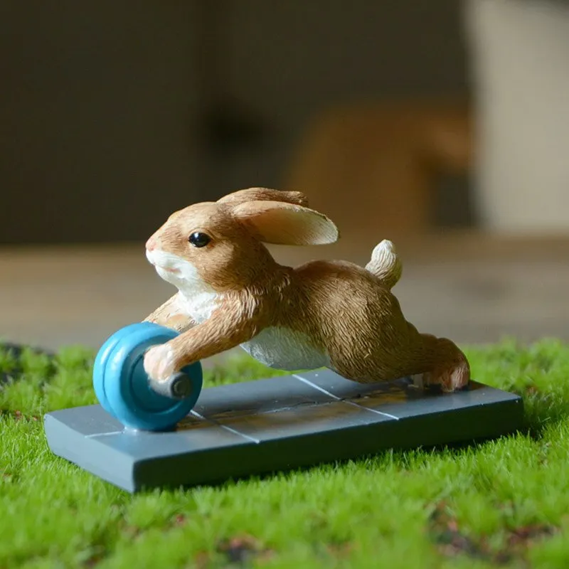 Creative Cute Pig Ornament Sporting Bunny Squirrel Cat Animal Figurines Exercising Series Resin Craft Tabletop Decorations