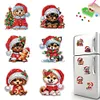(US Local)6PCS  Xmas DIY Crystal Refrigerator Magnet for Home Decor (Christmas Dog)
