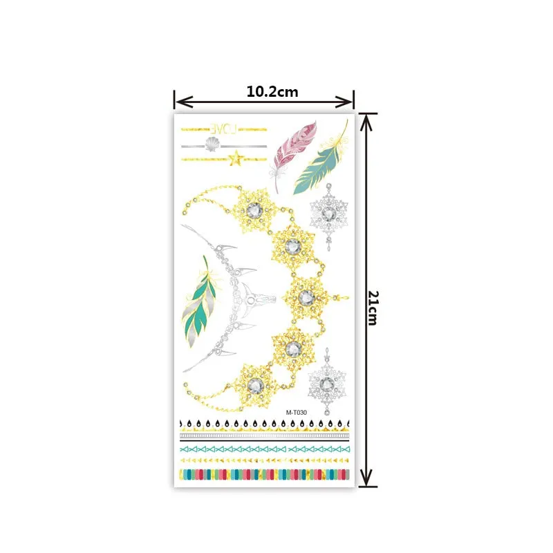 Creative personality exquisite fashion waterproof sweat gold and silver tattoo stickers bronzing and silver tattoo stickers
