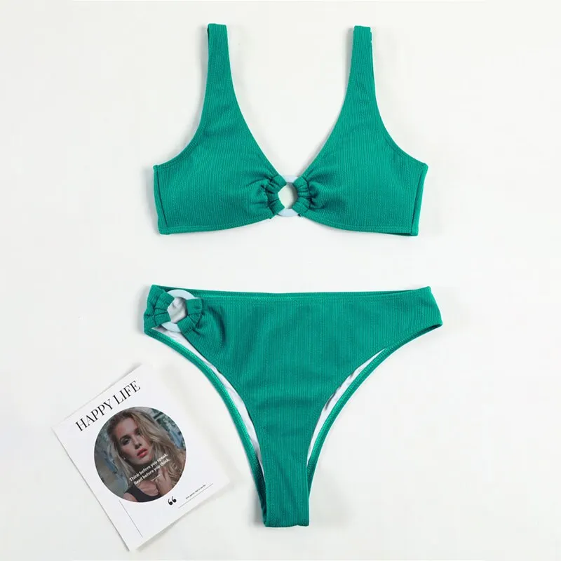 Shiny Bikinis String Swimsuit Women High Wasit Swimwear 2022 New Beachwear Two Piece Suit Sexy Bathing Suits Patchwork Swimsuits