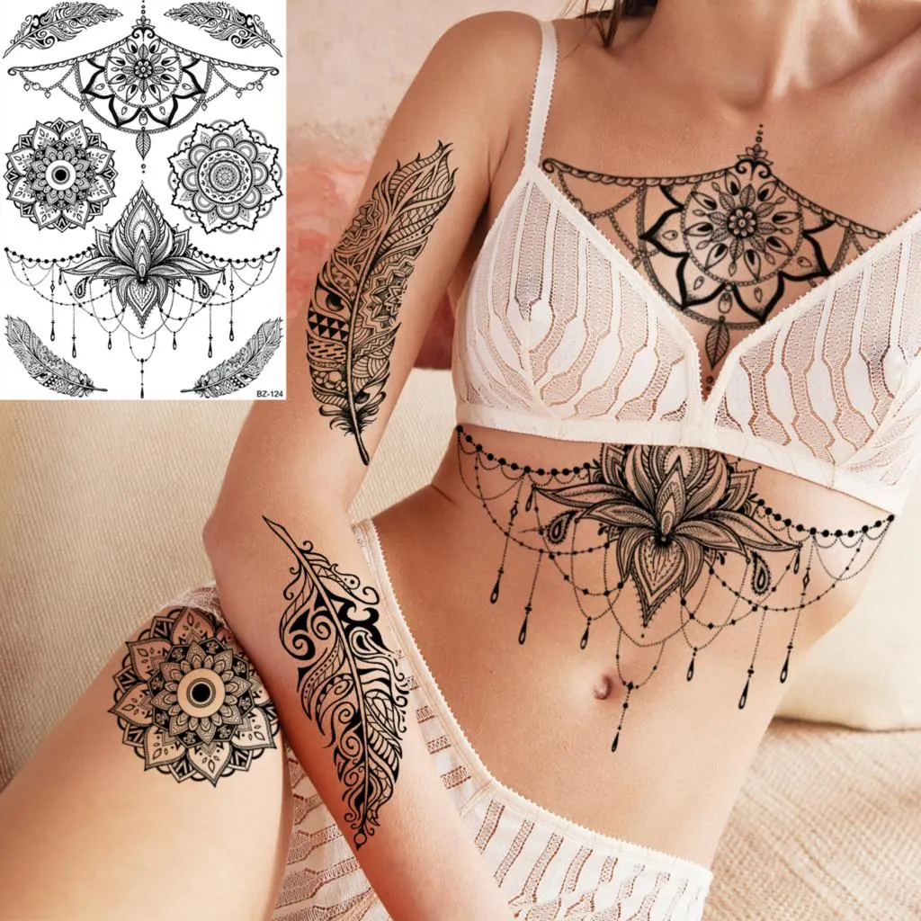 Sdrawing Halloween Skeleton Skull Vampire Temporary Tattoos For Women Adult Rose Flower Fake Tattoo Body Art Leg Arm Tatoo