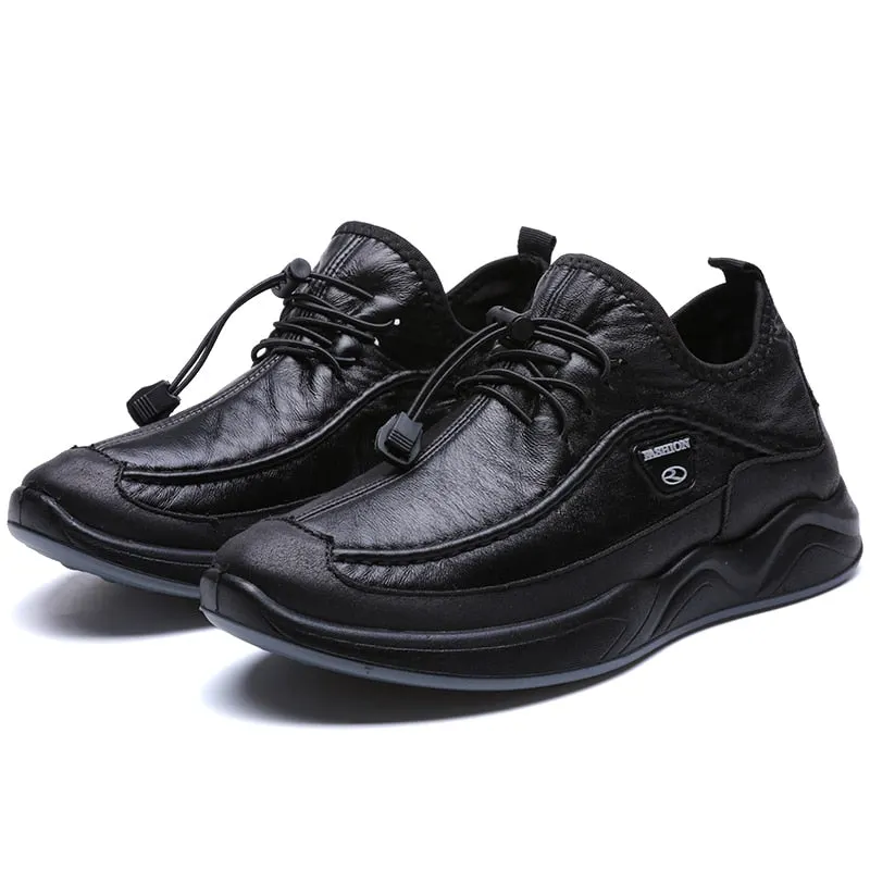 Autumn Winter Men's Quality Leather Shoes Kitchen Shoes Casual Breathable Male Footwear Outdoor Non-slip Waterproof Sneakers