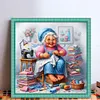 Happy Old Lady - 11CT Stamped Cross Stitch - 45*45cm