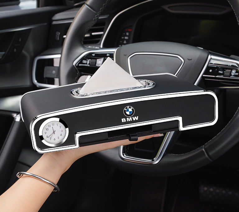 Car Clock Tissue Box with Holder