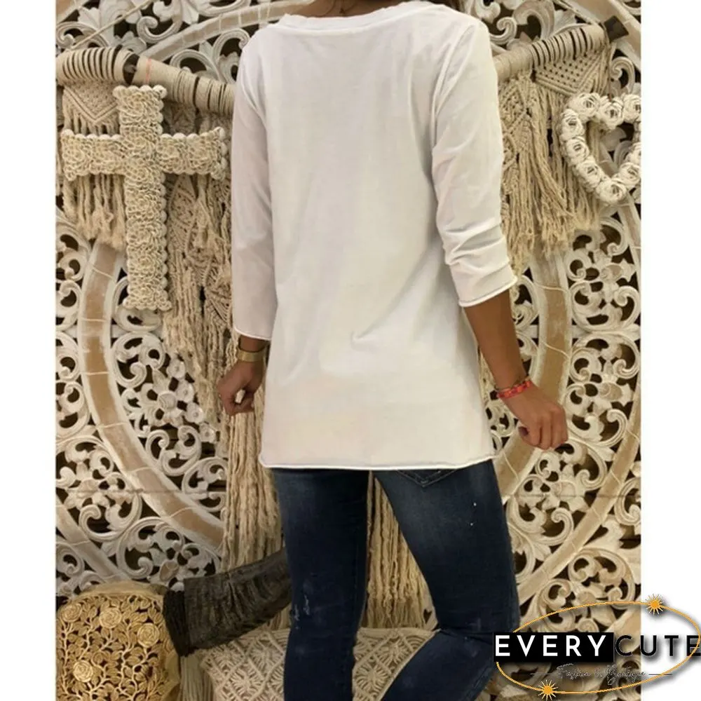 3 Color Women's Fashion Heart Print Long Sleeve V-neck T-Shirts Cotton Tee Cute Female Blouse Casual Tops XS-8XL