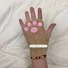 Girls Gift Idea Hand Woven Half Fingers Cat Paws Wool Gloves