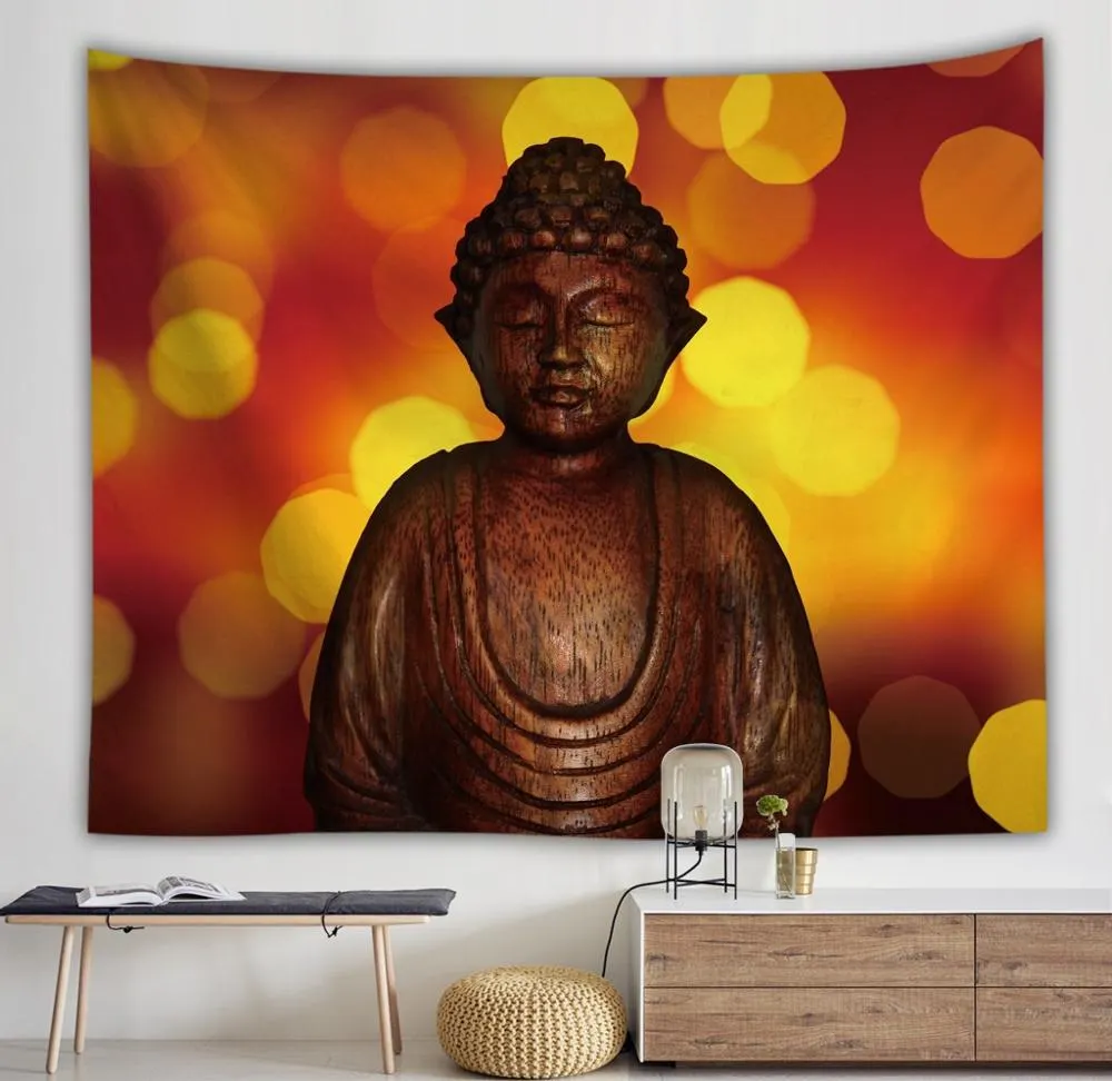 Buddha Statue Tapestry Twin Hippie Wall Hanging Bedspread Throw Cover Bohemian Beach Mat Table Cloths Home Art Decor Blanket