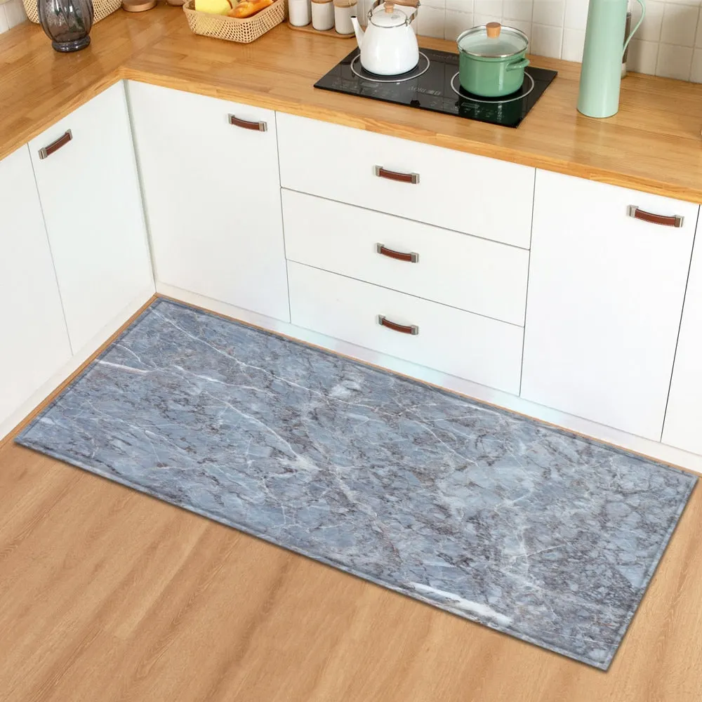 Kitchen Mat Home Entrance Doormat Living Room Bedroom Floor Decoration Long Carpet Marble Pattern Hallway Bathroom Anti-Slip Rug