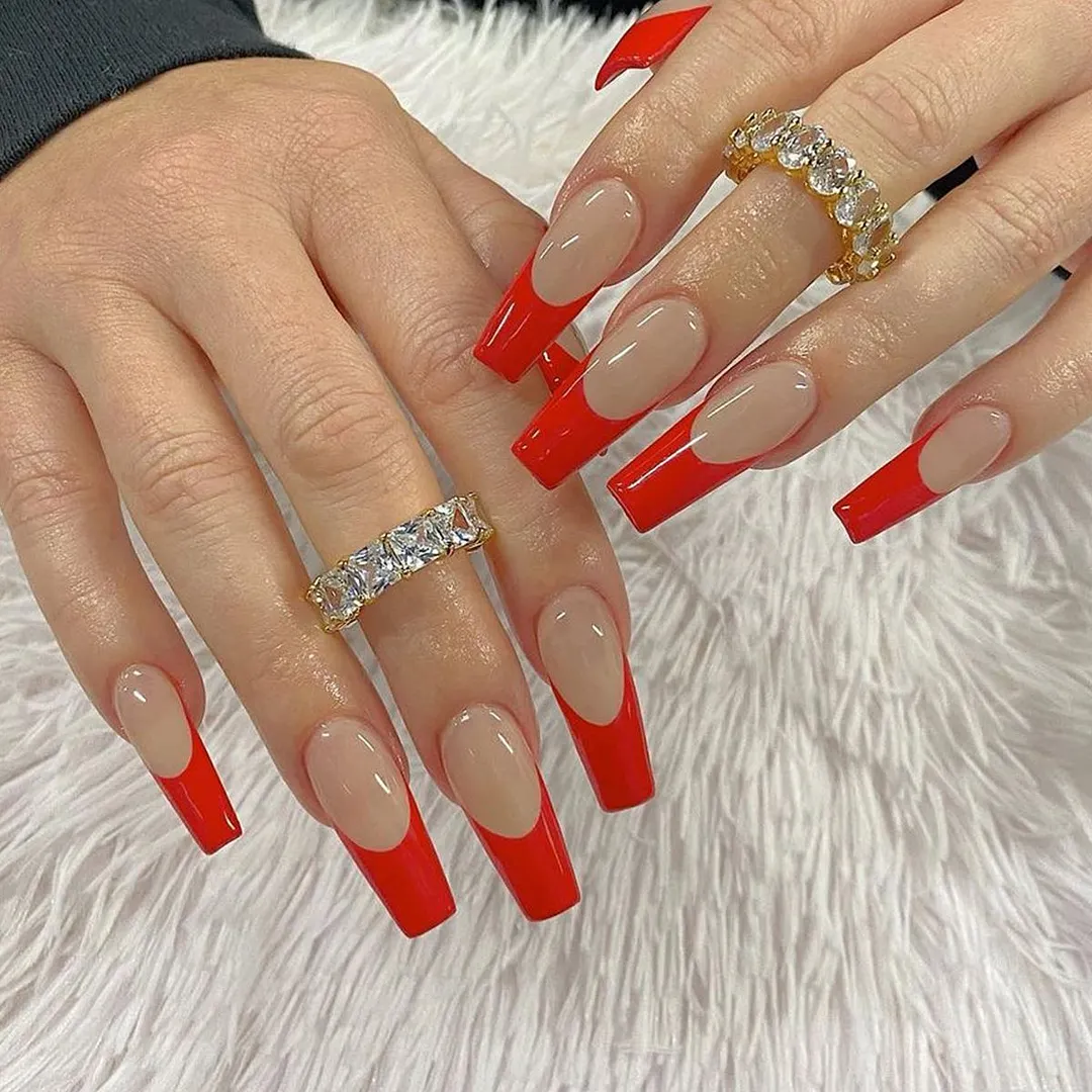24pcs/Box fake nail with design Detachable Pink Cloud Coffin False Nails Wearable Ballerina Fake Nails Full Cover Nail Tips 1113-1-Nail Inspo