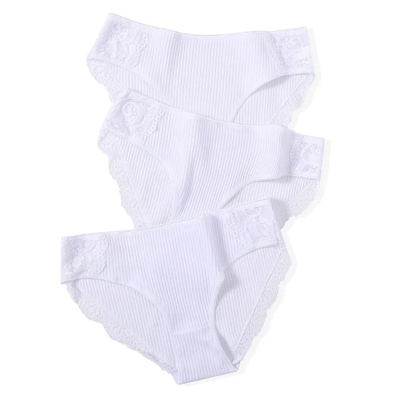 FINETOO Cotton Panty 3Pcs/lot Solid Women's Panties Comfort Underwear Skin-friendly Briefs Women Sexy Low-Rise Panty Intimates