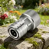 Garden Hose to Mini Power Washer Adapter Stainless Steel Leak-Proof Adapter 3/4 GHT to 1/4 Quick Connector for Car Wash & Outdoor Cleaning