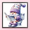 (Small Size)Gnome Goes To Toilet - 18CT Stamped Cross Stitch - 25*25cm