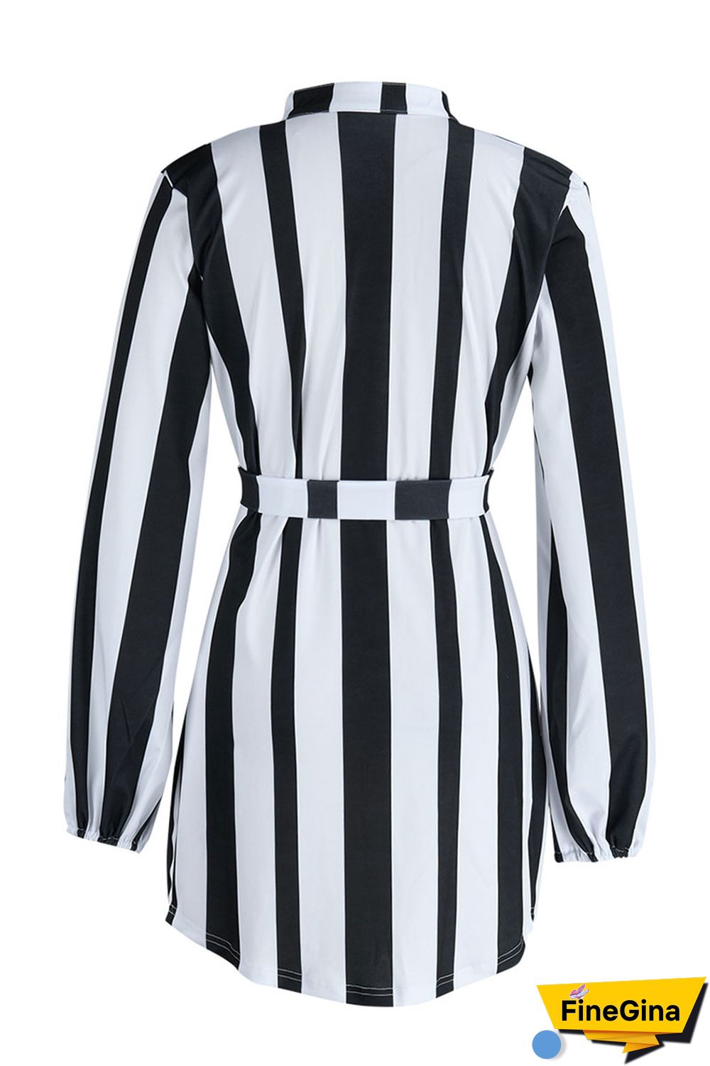 Brown Fashion Casual Striped Print Bandage Patchwork With Belt V Neck Straight Dresses