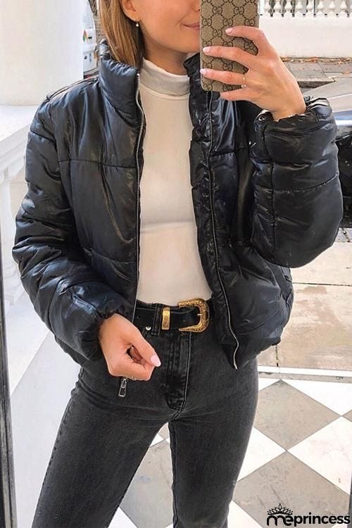 PU Short Puffer Coat