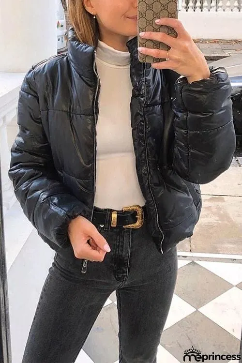 PU Short Puffer Coat