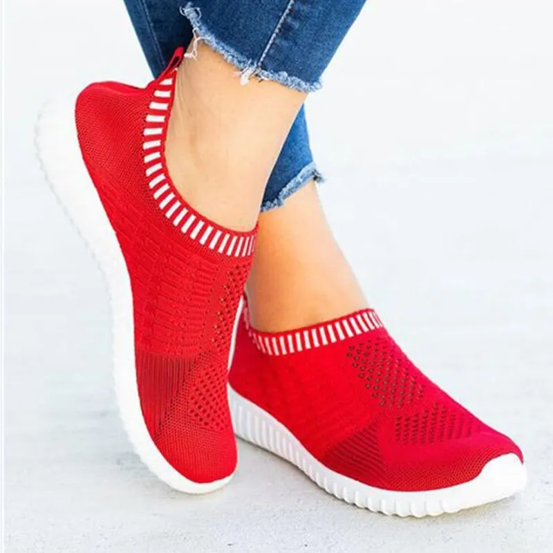 Breathable Mesh Women Sneakers 2022 Spring Comfortable Running Shoes Woman Soft Sole Knitted Sock Shoes Plus Size 35-43