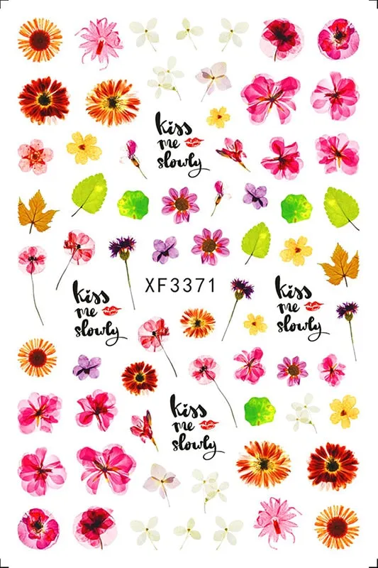 3D Nail Art Stickers Manicure Decoration Design Nail Art Decal Green Clover Leaf Nail Art Designer Decals Beautiful Flower