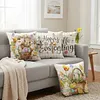 Easter Bunny Eggs Throw Pillow Covers 18x18 Inch He Is Risen Bunny Floral Eggs Farmhouse Easter Cushion Covers for Sofa Couch Bed Livingroom