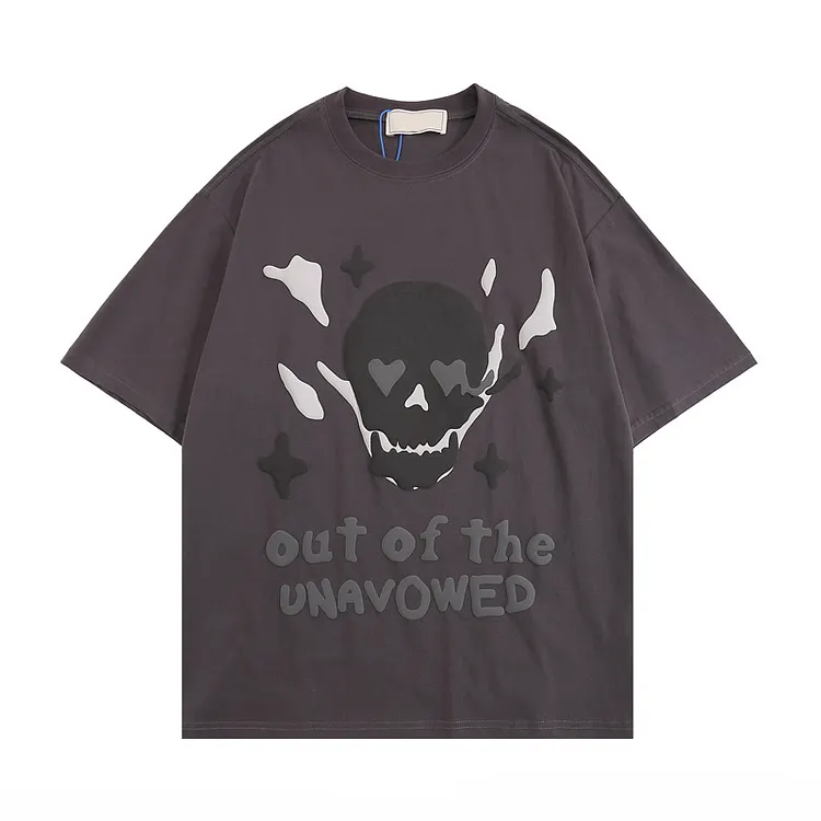 Trendy Skull Puff Print Short Sleeve T-Shirt