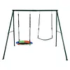 [US Local Warehouse] Swing Set Frame Rust Proof Outdoor Swing Stand Backyard Metal Hammock Stand Set Double Swinging Frame Set for Kindergarten Shopping Mall Park