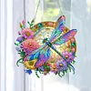 5D Diamond Painting Double Sided Effect  Stained Glass Panel Decorative Home Garden Decoration Hanging Kit(Dragonfly)
