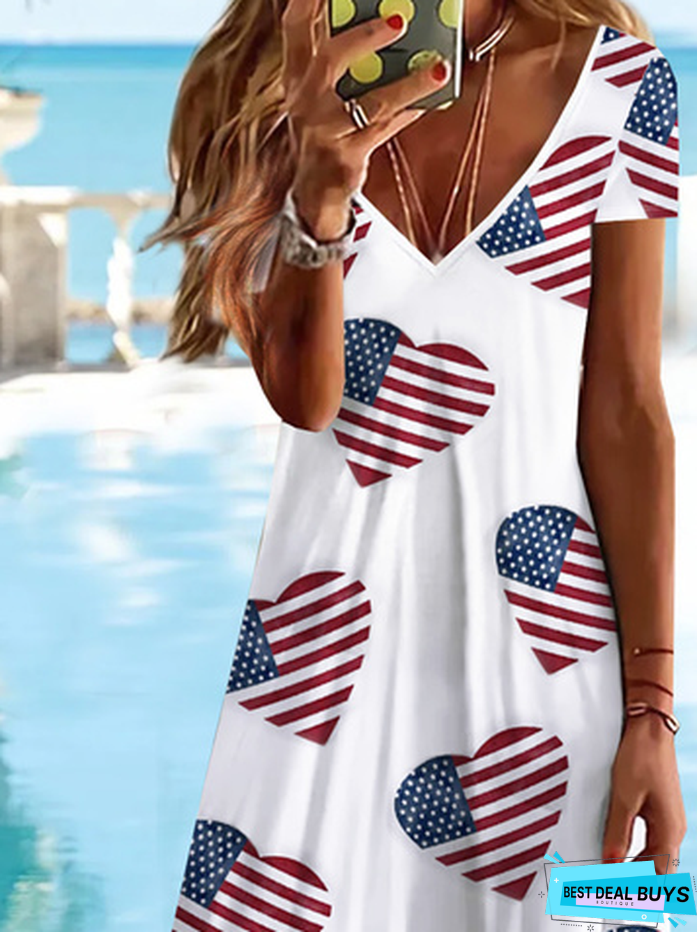 Casual Flag Short Sleeve Knit Dress