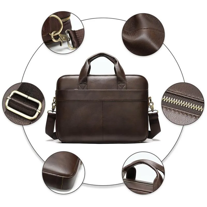 Fashion Casual Business Men's Handbag Retro 14 Inch Shoulder Bag Crossbody Bag